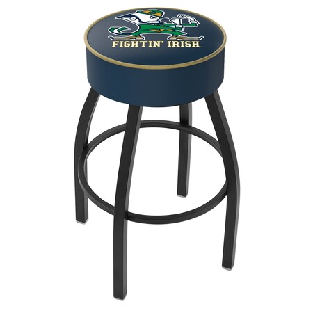 Holland Bar Stool Co 30" Notre Dame Leprechaun Cushion Seat, Blk Wrnkl Base Swivel Bar Stool L8B130ND-Lep